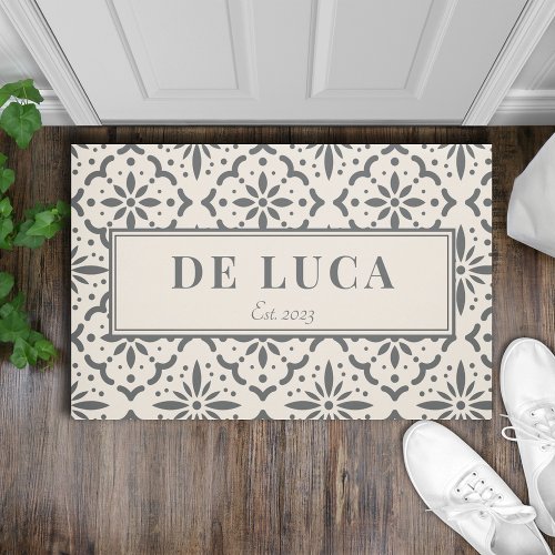 Personalized Newlywed Couple Tile Pattern Doormat