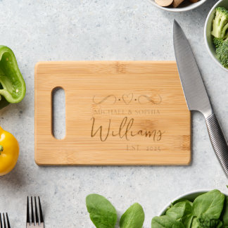 Personalized Newlywed Couple Typography Engraved Cutting Board