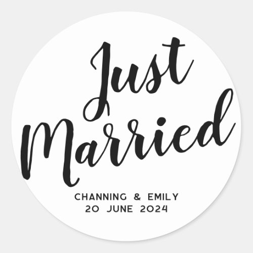 Personalized Newlywed Honeymoon Just Married Classic Round Sticker