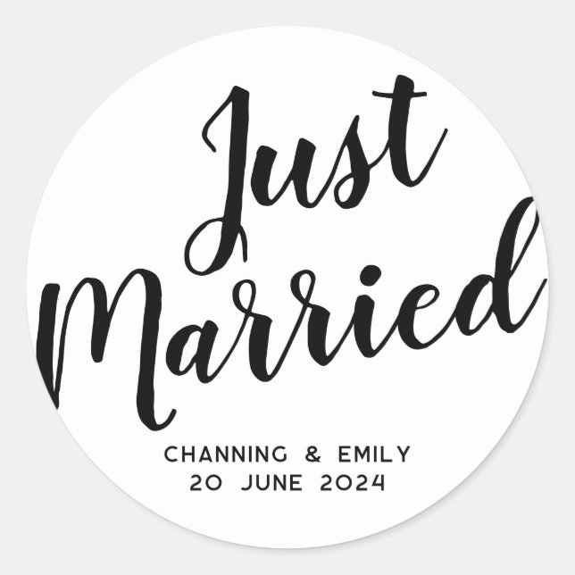 Personalized Newlywed Honeymoon Just Married Classic Round Sticker (Front)