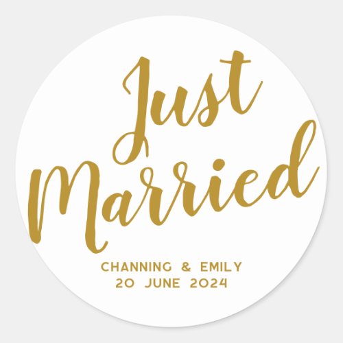 Personalized Newlywed Honeymoon Just Married Classic Round Sticker