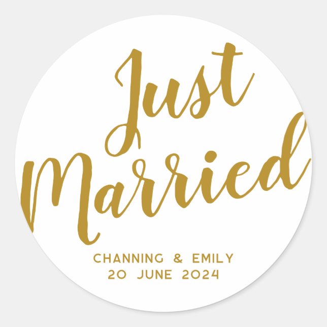 Personalized Newlywed Honeymoon Just Married Classic Round Sticker (Front)