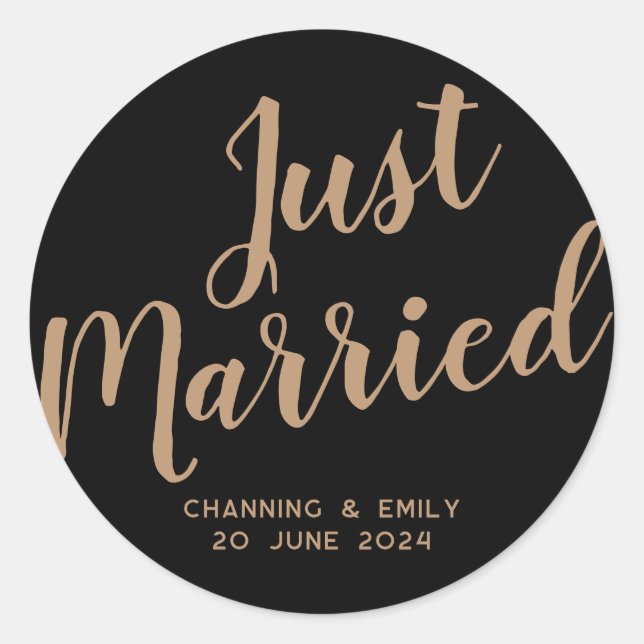 Personalized Newlywed Honeymoon Just Married Classic Round Sticker (Front)