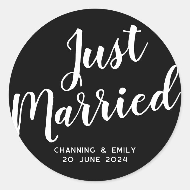 Personalized Newlywed Honeymoon Just Married Classic Round Sticker (Front)