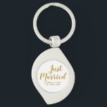 Personalized Newlywed Honeymoon Just Married Keychain<br><div class="desc">Just married personalized with the bride and groom's name and the wedding date. Makes a great newlywed gift,  honeymoon gift or wedding party gift</div>