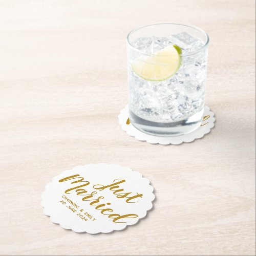 Personalized Newlywed Honeymoon Just Married Paper Coaster