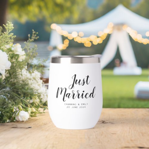 Personalized Newlywed Honeymoon Just Married Thermal Wine Tumbler