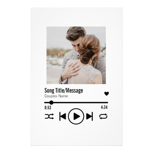 Personalized Newlywed Photo Song Playlist (Front)