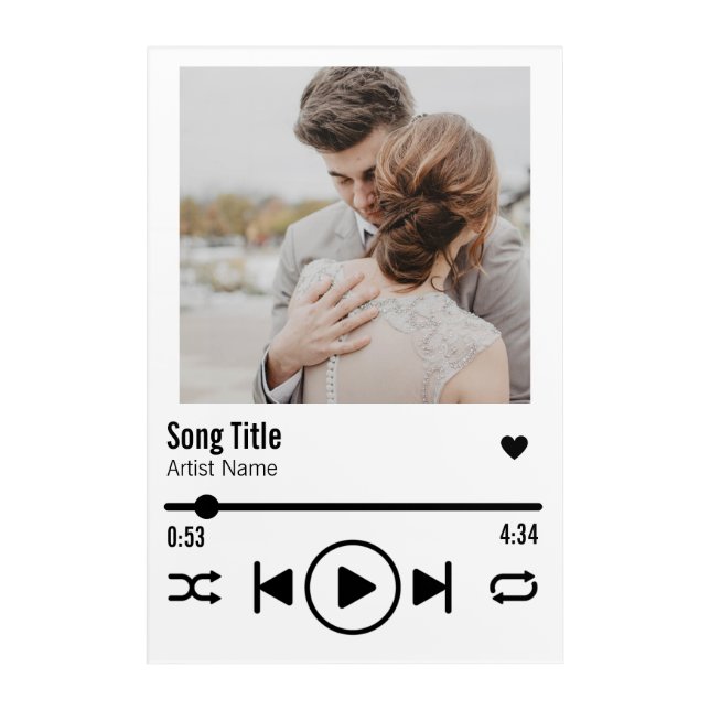 Personalized Newlywed Photo Song Playlist Acrylic Print (Front)