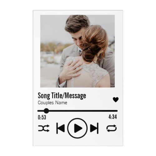 Personalized Newlywed Photo Song Playlist Acrylic Print