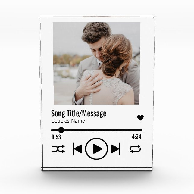Personalized Newlywed Photo Song Playlist Block (Front)