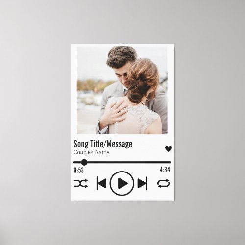 Personalized Newlywed Photo Song Playlist  Canvas Print