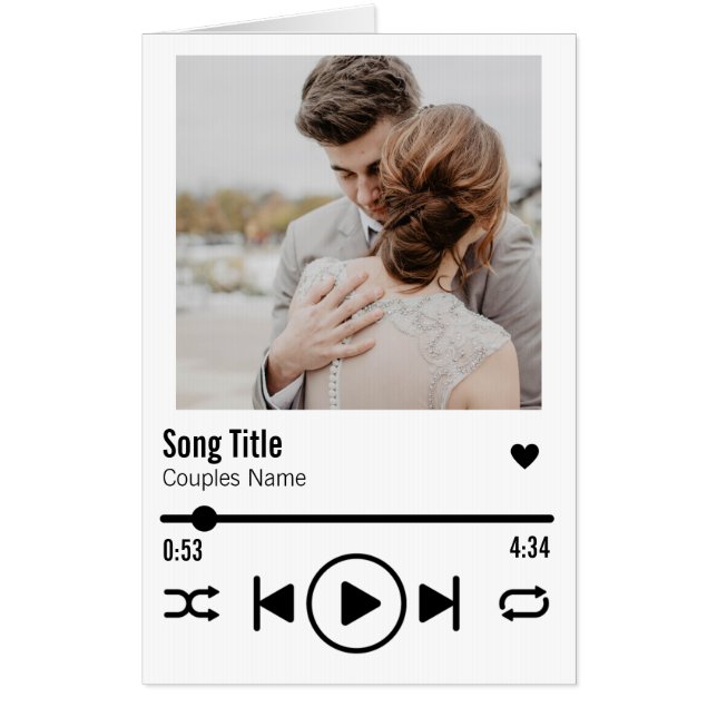 Personalized Newlywed Photo Song Playlist Card (Front)