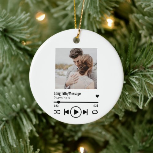 Personalized Newlywed Photo Song Playlist Ceramic Ornament