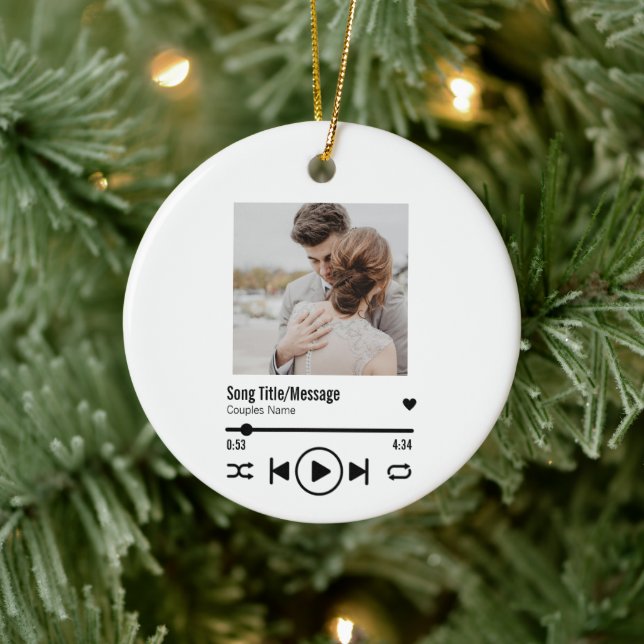 Personalized Newlywed Photo Song Playlist Ceramic Ornament (Tree)