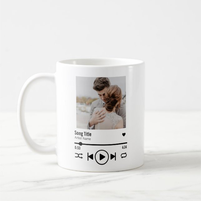 Personalized Newlywed Photo Song Playlist Coffee Mug (Left)