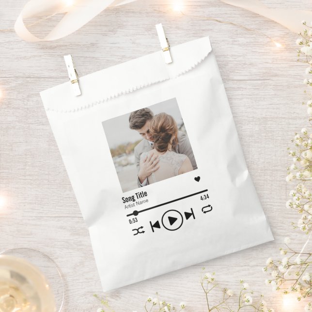 Personalized Newlywed Photo Song Playlist Favor Bag (Clipped)