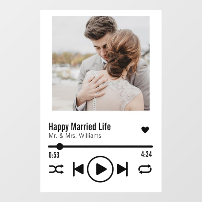 Personalized Newlywed Photo Song Playlist Floor Decals (Front)