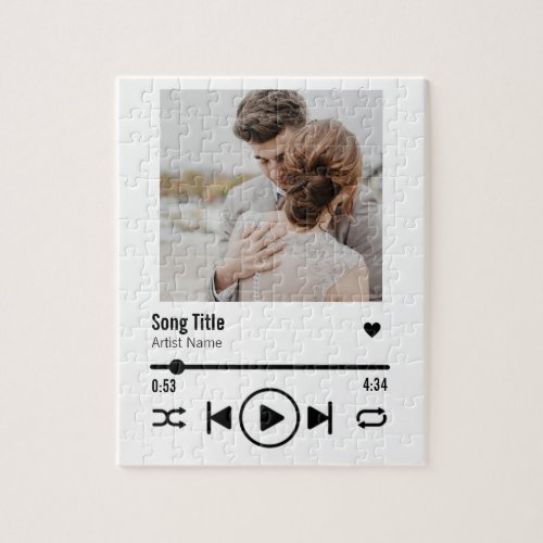 Personalized Newlywed Photo Song Playlist Jigsaw Puzzle