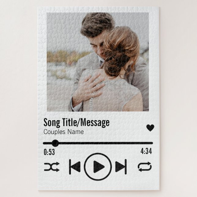 Personalized Newlywed Photo Song Playlist Jigsaw Puzzle (Vertical)