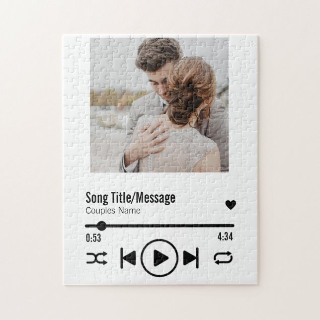 Personalized Newlywed Photo Song Playlist Jigsaw Puzzle (Vertical)