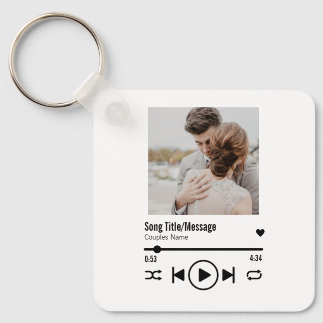 Personalized Newlywed Photo Song Playlist Keychain (Front)