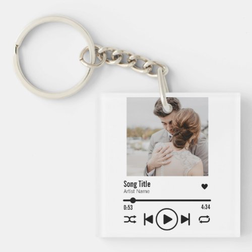 Personalized Newlywed Photo Song Playlist Keychain