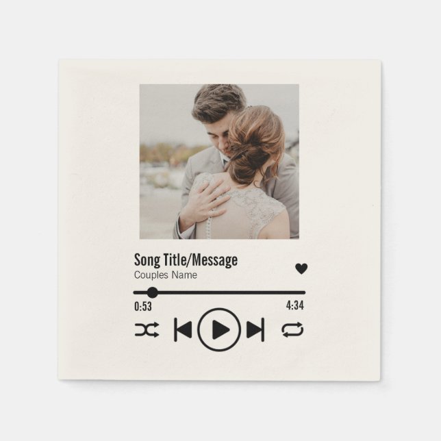 Personalized Newlywed Photo Song Playlist Napkins (Front)