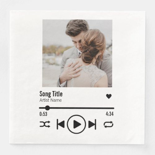 Personalized Newlywed Photo Song Playlist Paper Dinner Napkins