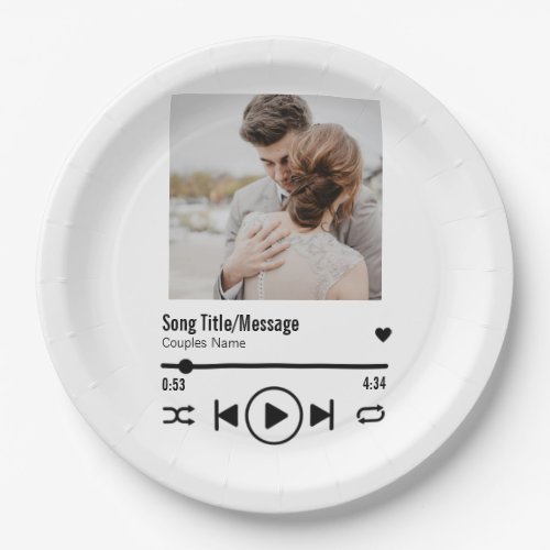 Personalized Newlywed Photo Song Playlist Paper Plates