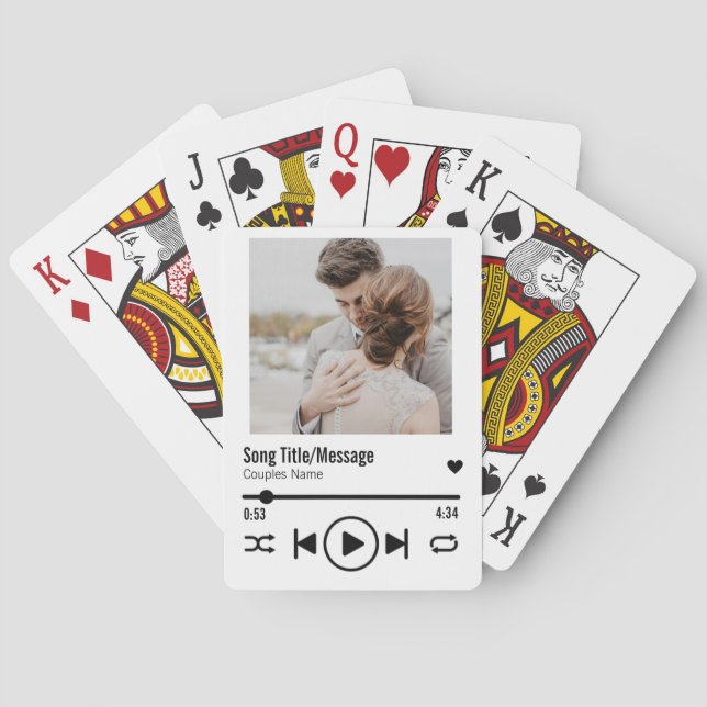 Personalized Newlywed Photo Song Playlist Poker Cards (Back)