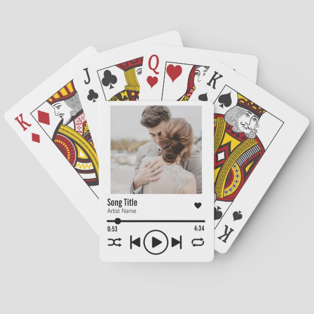 Personalized Newlywed Photo Song Playlist Poker Cards (Back)