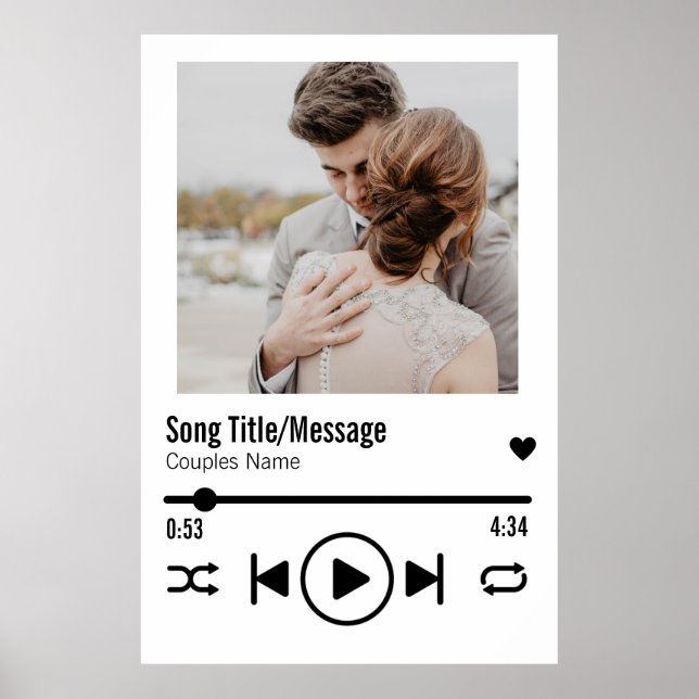 Personalized Newlywed Photo Song Playlist Poster (Front)