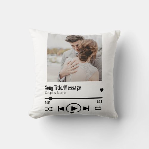 Personalized Newlywed Photo Song Playlist Throw Pillow