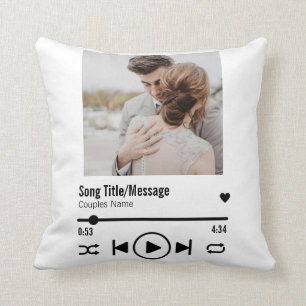 Personalized Newlywed Photo Song Playlist Throw Pillow
