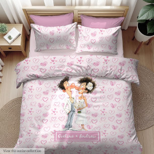 Personalized Newlyweds Duvet Cover Quirky Cartoon