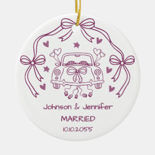 Personalized Newlyweds Just Married Wedding Ceramic Ornament
