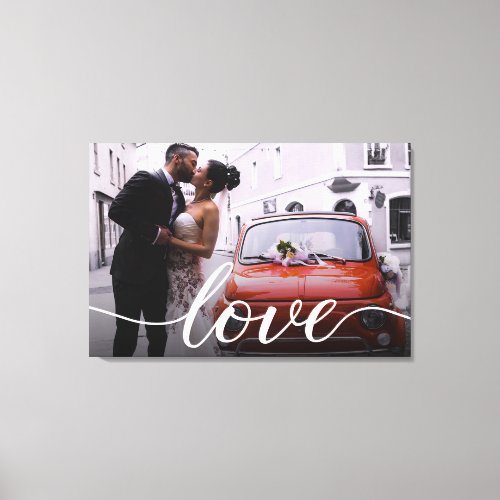 Personalized Newlyweds Wedding Photo Love script Canvas Print