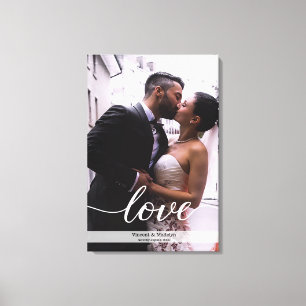 Personalized Newlyweds Wedding Photo Love script Canvas Print