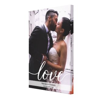 Personalized Newlyweds Wedding Photo Love script Canvas Print