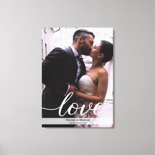 Personalized Newlyweds Wedding Photo Love script Canvas Print