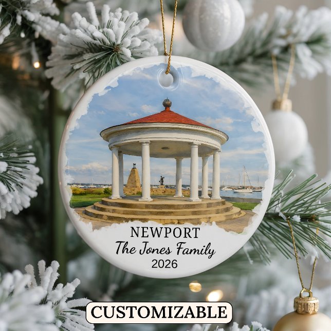 Personalized Newport Ornament, Custom Rhode Island Ceramic Ornament (Creator Uploaded)
