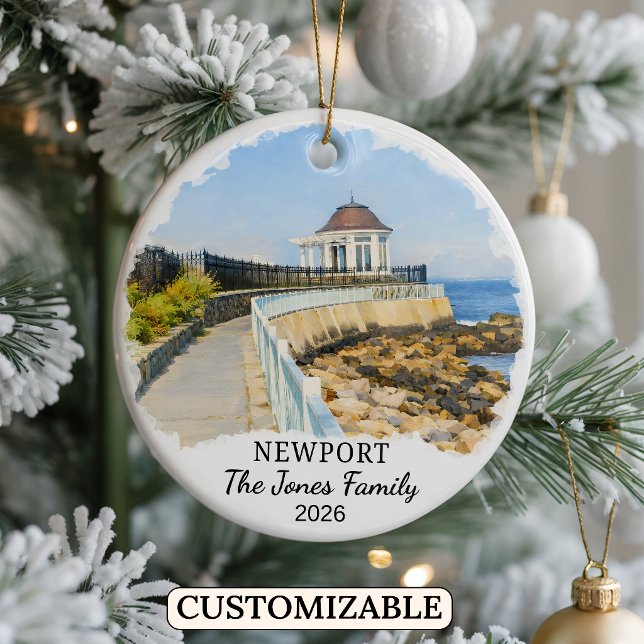 Personalized Newport Ornament, Custom Rhode Island Ceramic Ornament (Creator Uploaded)