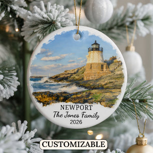 Personalized Newport Ornament, Custom Rhode Island Ceramic Ornament