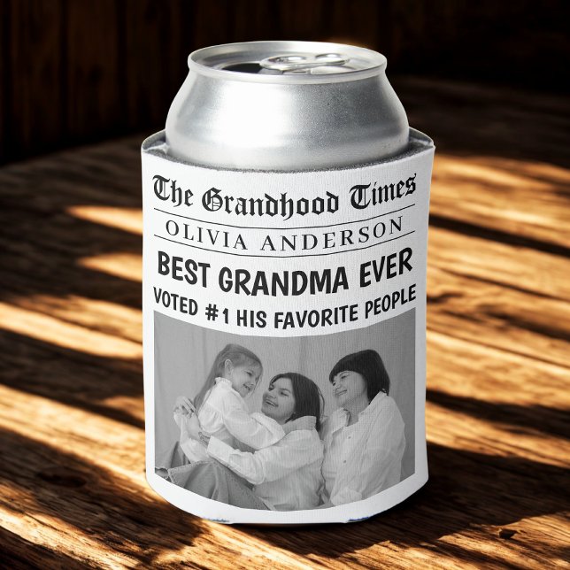 Personalized Newspaper | Best Grandma Ever Can Cooler (Creator Uploaded)