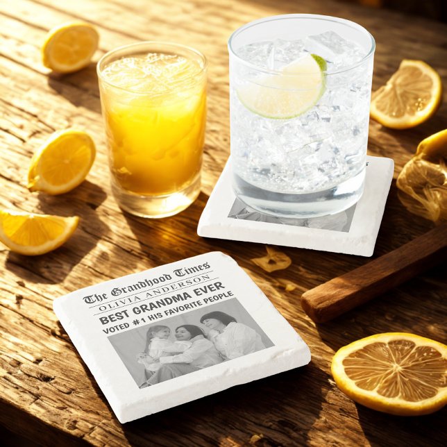 Personalized Newspaper  | Best Grandma Gift Stone Coaster (Creator Uploaded)