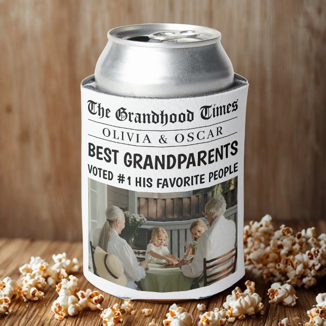 Personalized Newspaper  | Best Grandparent Gift Can Cooler (Creator Uploaded)