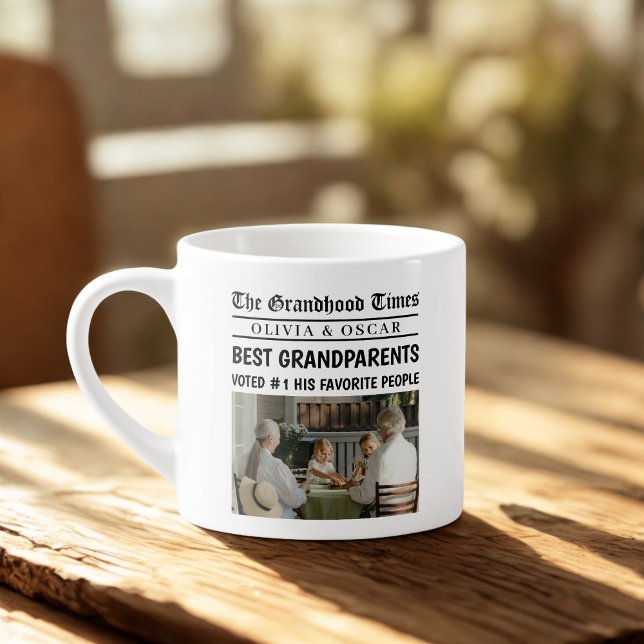 Personalized Newspaper  | Best Grandparents Espresso Cup (Creator Uploaded)