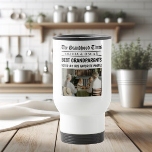 Personalized Newspaper    Best Grandparents Gift Travel Mug