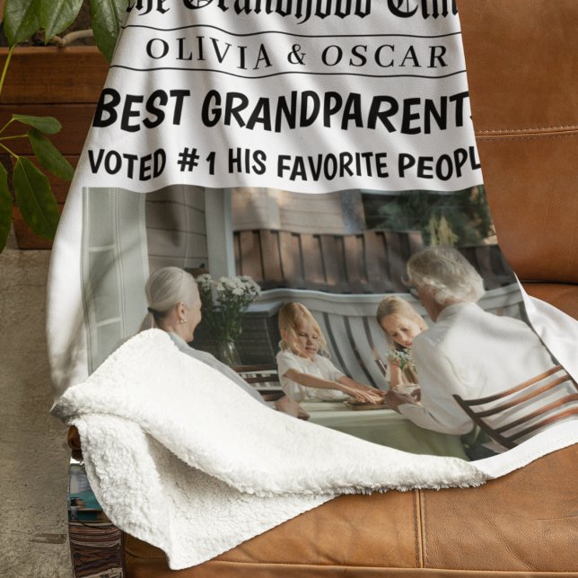 Personalized Newspaper Grandparents Gift Sherpa Blanket (Creator Uploaded)
